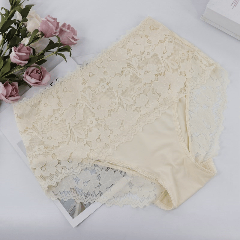 JENNI Flower Lace Thong Underwear Plus Size One Size Lavender Purple Panty